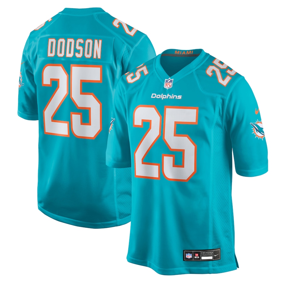 Men's Miami Dolphins Tyrel Dodson Nike Aqua Team Game Jersey - Ujersey