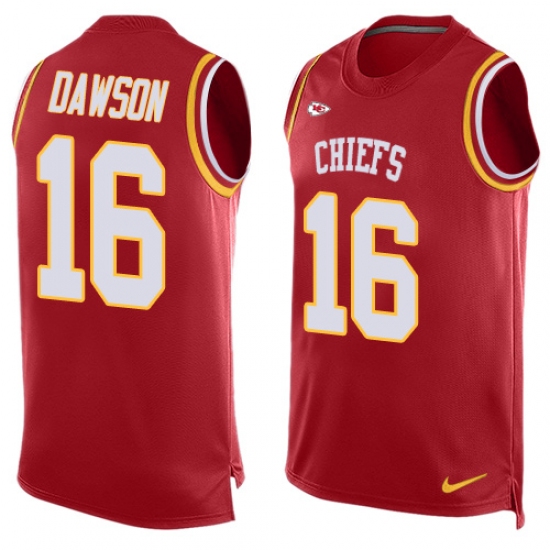 Men's Nike Kansas City Chiefs #16 Len Dawson Limited Red Player Name & Number Tank Top NFL Jersey - Ujersey