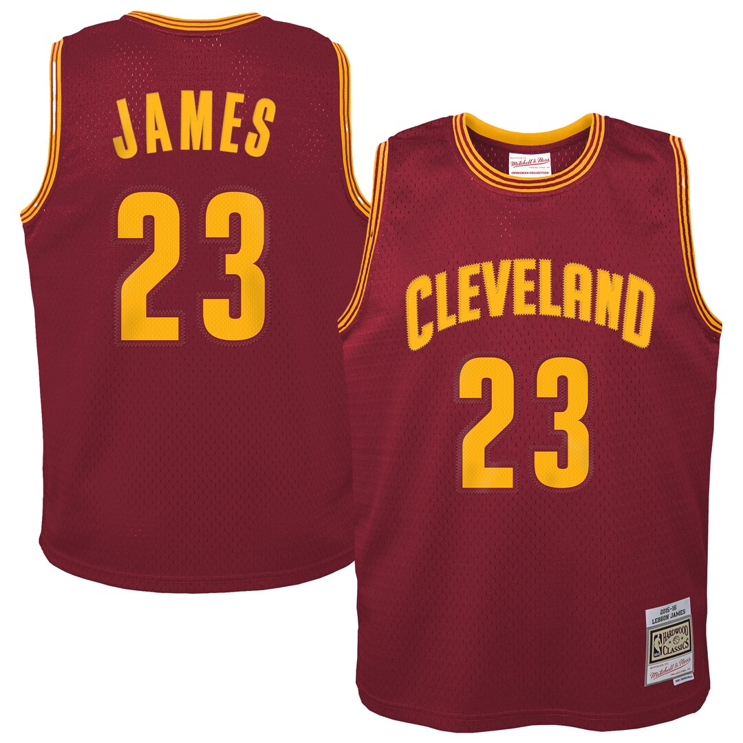 Youth Cleveland Cavaliers LeBron James Mitchell & Ness Wine 2015/16 Hardwood Classics Swingman Jersey