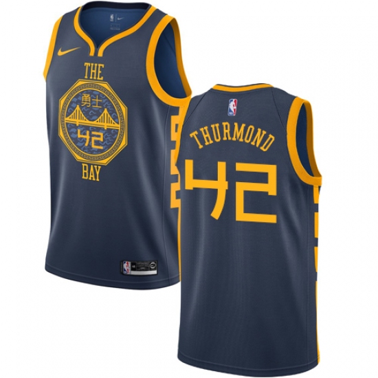 Women's Nike Golden State Warriors #42 Nate Thurmond Swingman Navy Blue NBA Jersey - City Edition - Ujersey