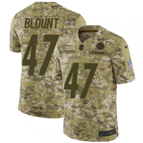 Youth Nike Pittsburgh Steelers #47 Mel Blount Limited Camo 2018 Salute to Service NFL Jersey - Ujersey