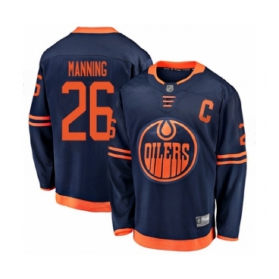 Men's Edmonton Oilers #26 Brandon Manning Authentic Navy Blue Alternate Fanatics Branded Breakaway Hockey Jersey - Ujersey