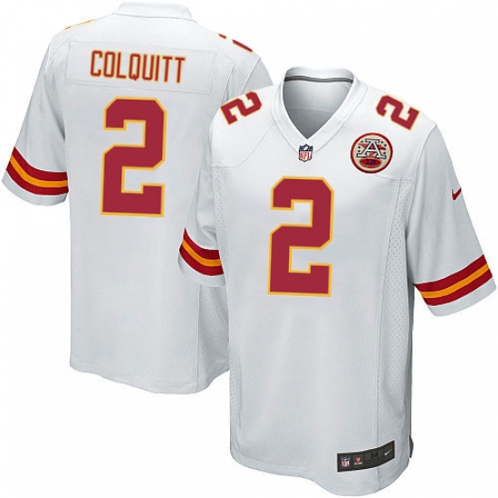 Men's Nike Kansas City Chiefs #2 Dustin Colquitt Game White NFL Jersey - Ujersey