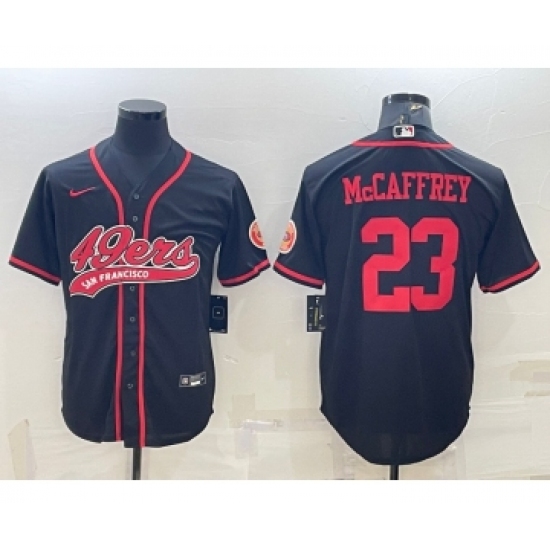 Men's San Francisco 49ers #23 Christian McCaffrey Black With Patch Cool Base Stitched Baseball Jersey - Ujersey