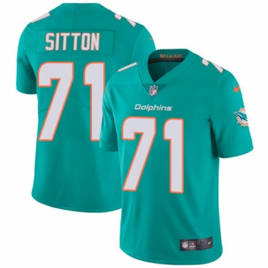 Men's Nike Miami Dolphins #71 Josh Sitton Aqua Green Team Color Vapor Untouchable Limited Player NFL Jersey - Ujersey