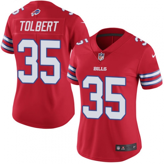 Women's Nike Buffalo Bills #35 Mike Tolbert Limited Red Rush Vapor Untouchable NFL Jersey - Ujersey