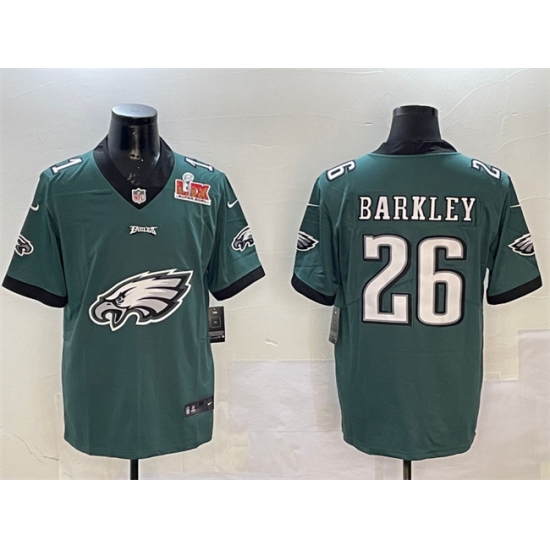 Men's Philadelphia Eagles #26 Saquon Barkley Green 2025 Super Bowl LIX Team Big Logo Vapor Untouchable Limited Stitched Football Jersey - Ujersey