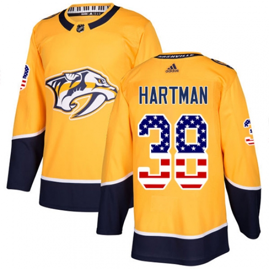 Youth Adidas Nashville Predators #38 Ryan Hartman Authentic Gold USA Flag Fashion NHL Jersey - Ujersey