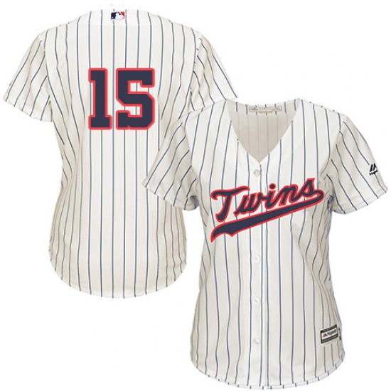 Women's Majestic Minnesota Twins #15 Glen Perkins Replica Cream Alternate Cool Base MLB Jersey - Ujersey