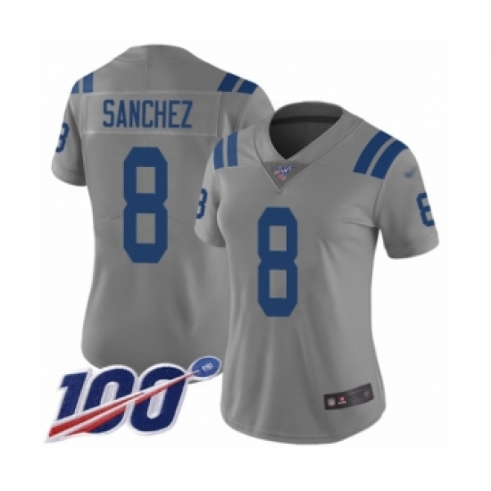 Women's Indianapolis Colts #8 Rigoberto Sanchez Limited Gray Inverted Legend 100th Season Football Jersey - Ujersey