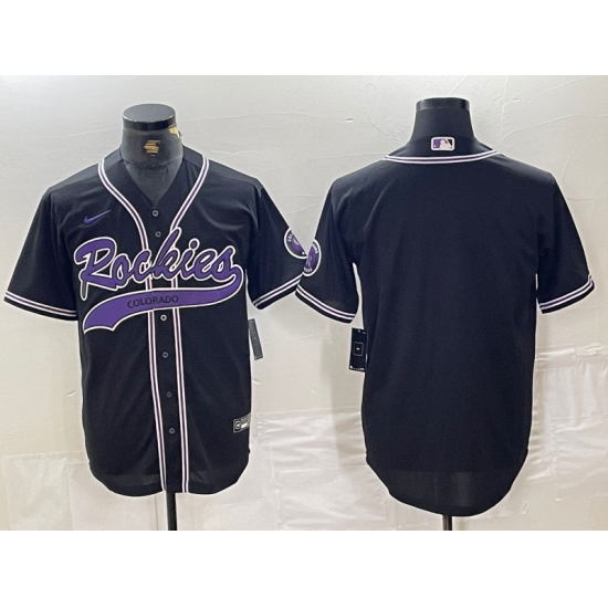 Men's Colorado Rockies Blank Black With Cool Base Stitched Baseball Jersey - Ujersey