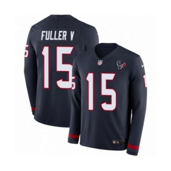 Men's Nike Houston Texans #15 Will Fuller V Limited Navy Blue Therma Long Sleeve NFL Jersey - Ujersey