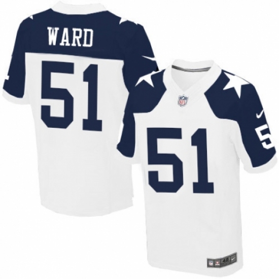 Men's Nike Dallas Cowboys #51 Jihad Ward Elite White Throwback Alternate NFL Jersey - Ujersey