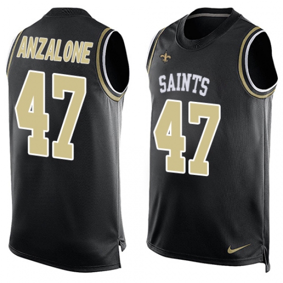 Men's Nike New Orleans Saints #47 Alex Anzalone Limited Black Player Name & Number Tank Top NFL Jersey - Ujersey