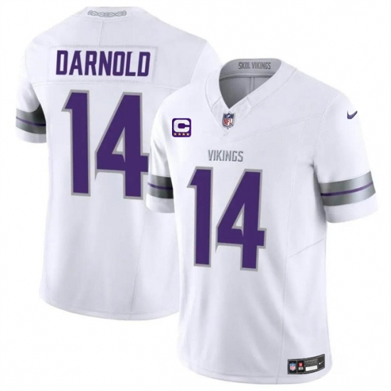 Men's Minnesota Vikings #14 Sam Darnold White 2024 F.U.S.E. With 4-Star C Winter Warrior Limited Stitched Jersey - Ujersey