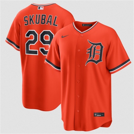 Men's Detroit Tigers #29 Tarik Skubal Orange Alternate Stitched Baseball Jersey - Ujersey