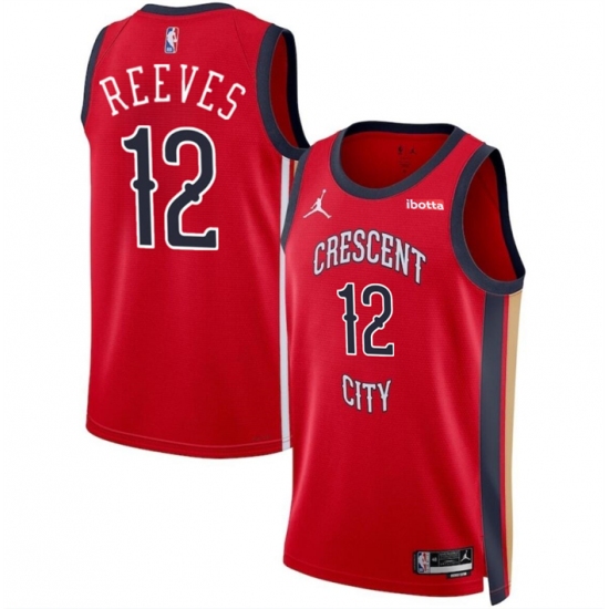 Men's New Orleans Pelicans #12 Antonio Reeves Red 2024 Draft Statement Edition Stitched Basketball Jersey - Ujersey