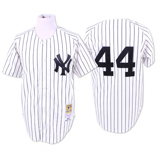 Men's Mitchell and Ness New York Yankees #44 Reggie Jackson Authentic White Throwback MLB Jersey - Ujersey