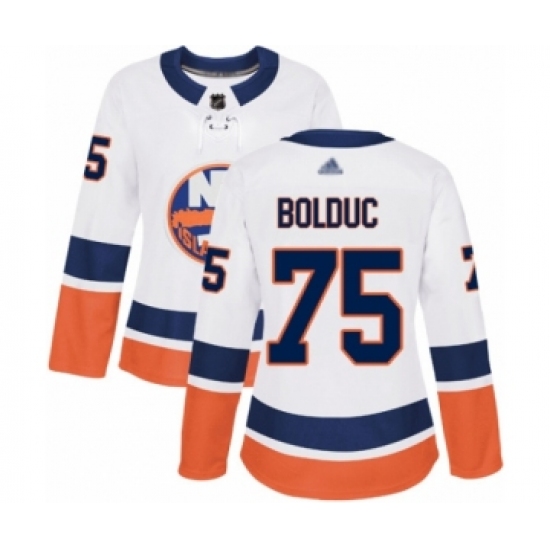Women's New York Islanders #75 Samuel Bolduc Authentic White Away Hockey Jersey - Ujersey