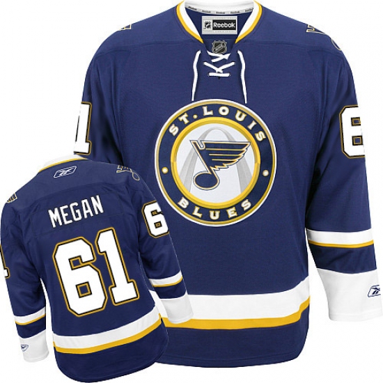 Men's Reebok St. Louis Blues #61 Wade Megan Premier Navy Blue Third NHL Jersey