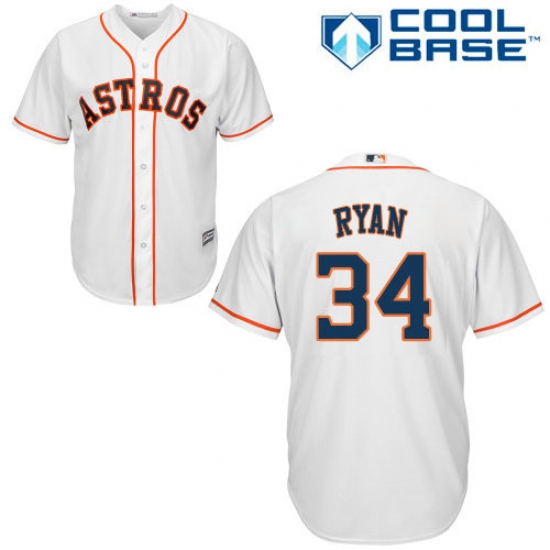 Youth Majestic Houston Astros #34 Nolan Ryan Replica White Home Cool Base MLB Jersey - Ujersey