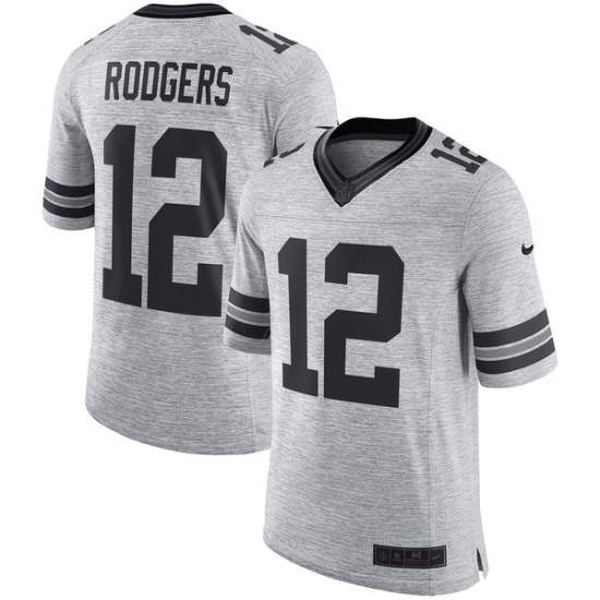 Men's Nike Green Bay Packers #12 Aaron Rodgers Limited Gray Gridiron II NFL Jersey - Ujersey