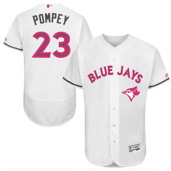 Men's Majestic Toronto Blue Jays #23 Dalton Pompey Authentic White 2016 Mother's Day Fashion Flex Base MLB Jersey - Ujersey