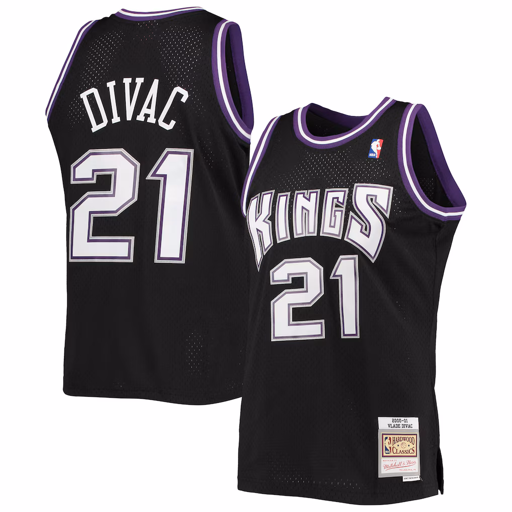 Men's Sacramento Kings Vlade Divac Mitchell & Ness Black 2000/01 Hardwood Classics Swingman Jersey - Ujersey