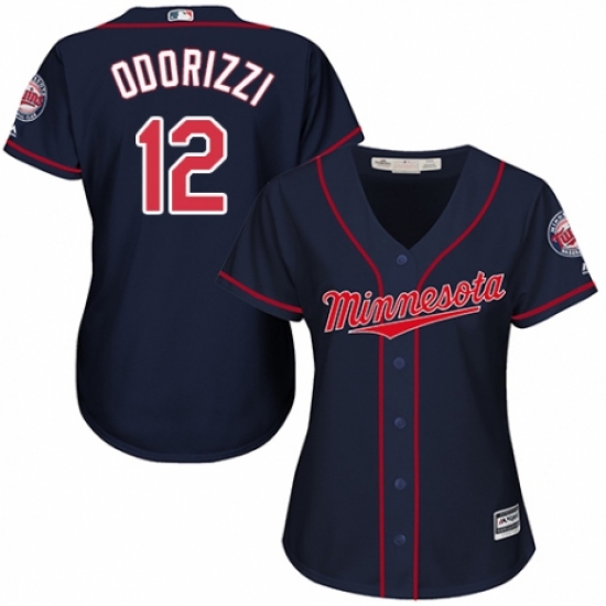 Women's Majestic Minnesota Twins #12 Jake Odorizzi Authentic Navy Blue Alternate Road Cool Base MLB Jersey - Ujersey