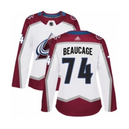 Women's Colorado Avalanche #74 Alex Beaucage Authentic White Away Hockey Jersey - Ujersey