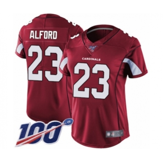 Women's Arizona Cardinals #23 Robert Alford Red Team Color Vapor Untouchable Limited Player 100th Season Football Jersey - Ujersey