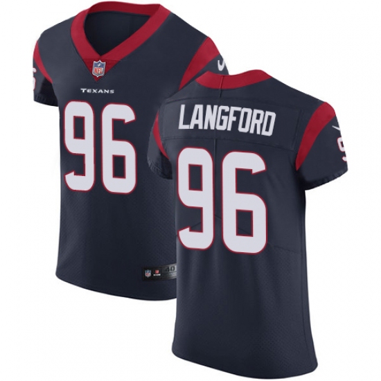 Men's Nike Houston Texans #96 Kendall Langford Navy Blue Team Color Vapor Untouchable Elite Player NFL Jersey - Ujersey