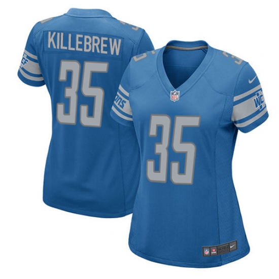 Women's Nike Detroit Lions #35 Miles Killebrew Game Blue Team Color NFL Jersey - Ujersey