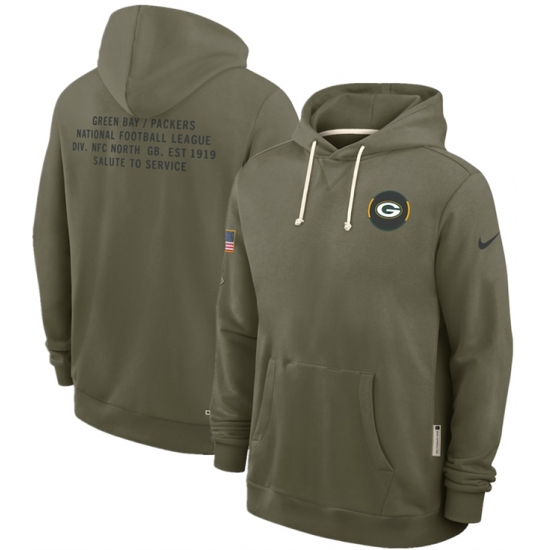 Men's Green Bay Packers Olive 2025 Salute to Service Pullover Hoodie - Ujersey