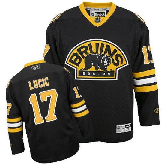 Men's Reebok Boston Bruins #17 Milan Lucic Premier Black Third NHL Jersey - Ujersey