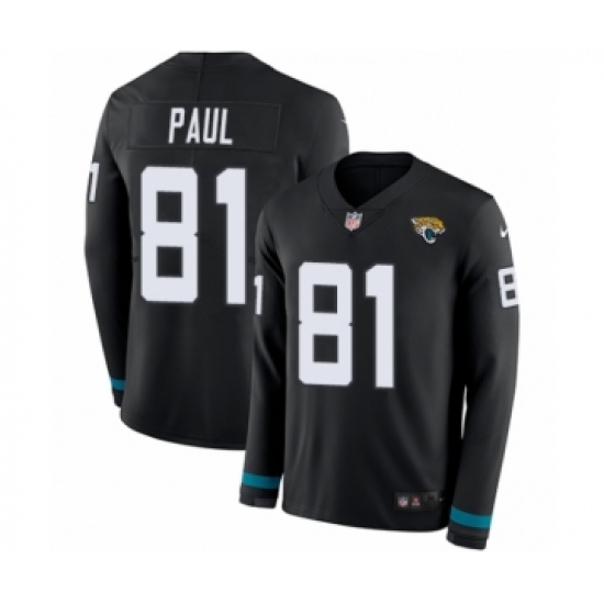 Youth Nike Jacksonville Jaguars #81 Niles Paul Limited Black Therma Long Sleeve NFL Jersey - Ujersey