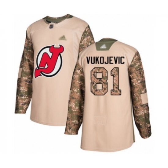 Youth New Jersey Devils #81 Michael Vukojevic Authentic Camo Veterans Day Practice Hockey Jersey - Ujersey