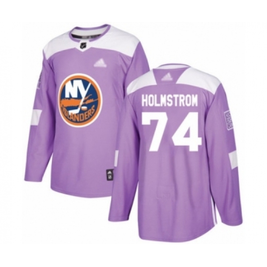Men's New York Islanders #74 Simon Holmstrom Authentic Purple Fights Cancer Practice Hockey Jersey - Ujersey