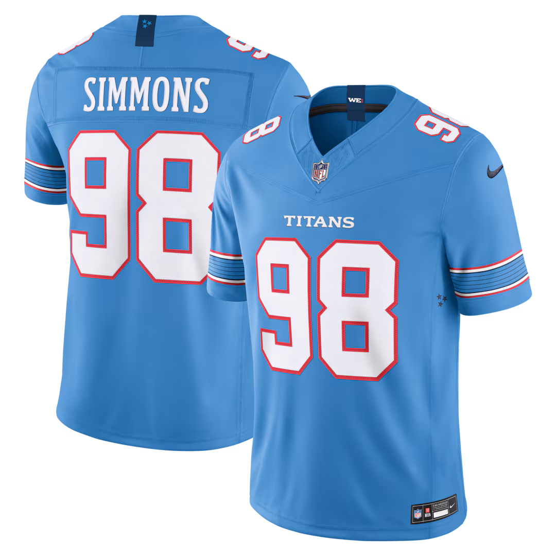 Men's Tennessee Titans Jeffery Simmons Nike Light Blue Team Vapor F.U.S.E. Stitched Limited Jersey - Ujersey