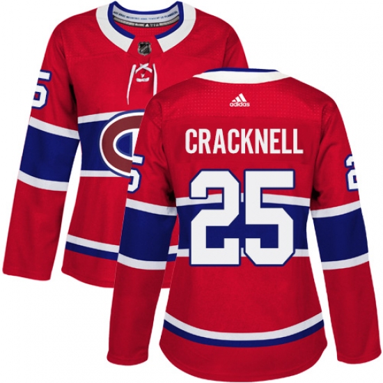 Women's Adidas Montreal Canadiens #25 Adam Cracknell Authentic Red Home NHL Jersey - Ujersey