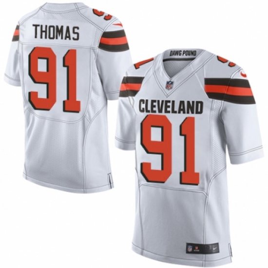 Men's Nike Cleveland Browns #91 Chad Thomas Elite White NFL Jersey - Ujersey