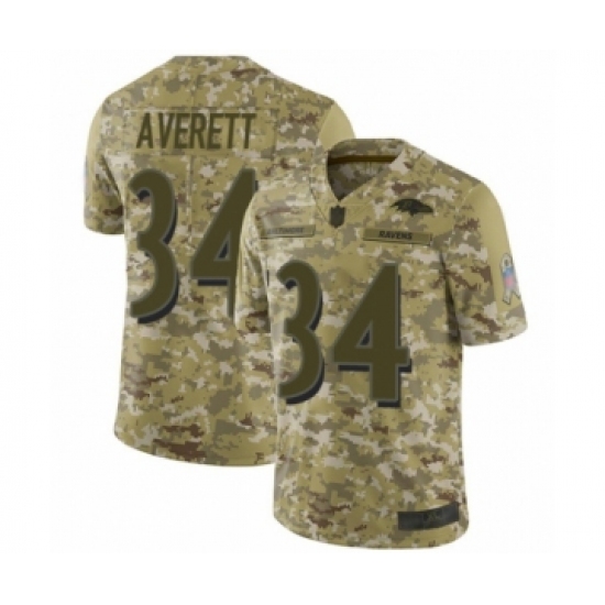 Men's Baltimore Ravens #34 Anthony Averett Limited Camo 2018 Salute to Service Football Jersey - Ujersey