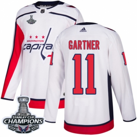 Youth Adidas Washington Capitals #11 Mike Gartner Authentic White Away 2018 Stanley Cup Final Champions NHL Jersey - Ujersey