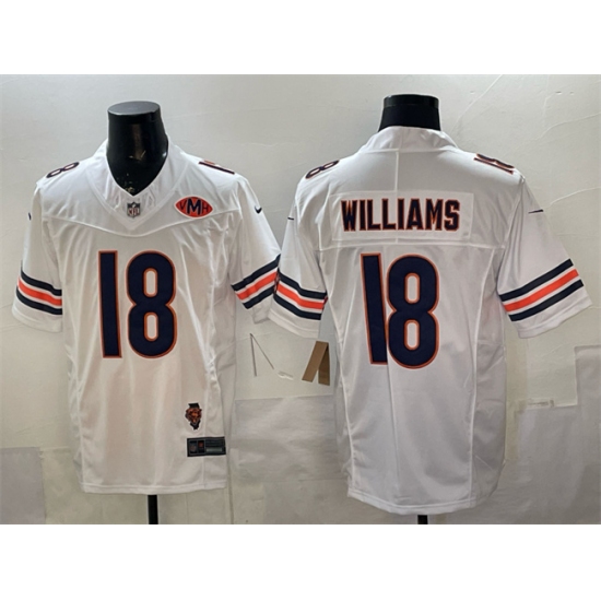 Men's Chicago Bears #18 Caleb Williams White F.U.S.E. With Illinois and VMH Stitched Football Jersey - Ujersey