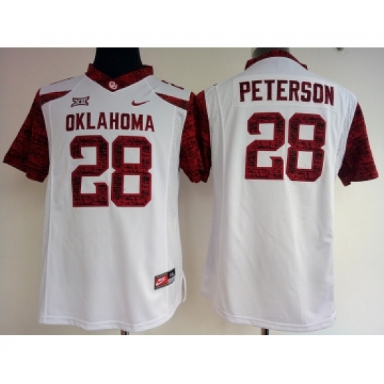 Oklahoma Sooners 28 Adrian Peterson White College Football Jersey - Ujersey