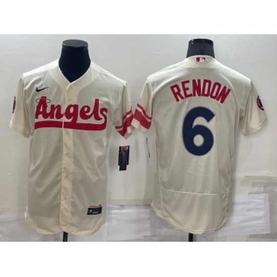 Men's Los Angeles Angels #6 Anthony Rendon Cream 2022 City Connect Flex Base Stitched Jersey - Ujersey