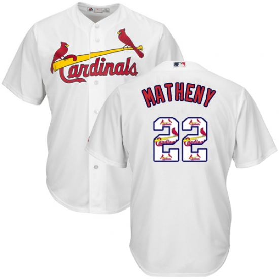Men's Majestic St. Louis Cardinals #22 Mike Matheny Authentic White Team Logo Fashion Cool Base MLB Jersey - Ujersey
