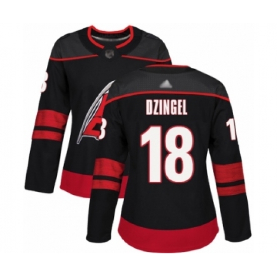 Women's Carolina Hurricanes #18 Ryan Dzingel Authentic Black Alternate Hockey Jersey - Ujersey