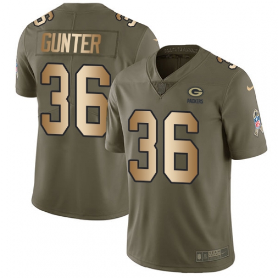 Youth Nike Green Bay Packers #36 LaDarius Gunter Limited Olive/Gold 2017 Salute to Service NFL Jersey - Ujersey