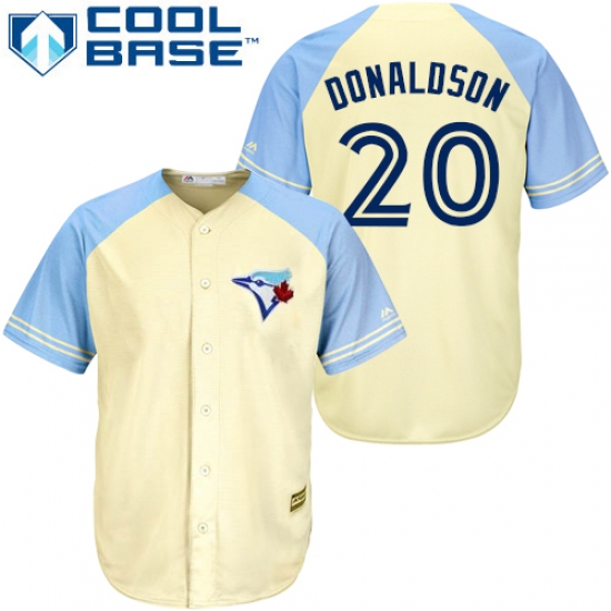 Men's Majestic Toronto Blue Jays #20 Josh Donaldson Replica Cream Exclusive Vintage Cool Base MLB Jersey - Ujersey